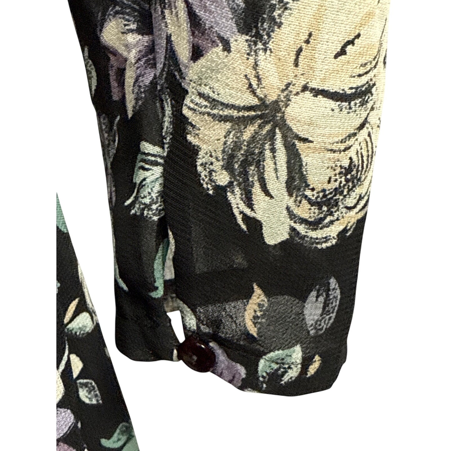 Vintage Donna Morgan NSP Black Floral Midi Dress w/ Bow Neck & Belt – S/P