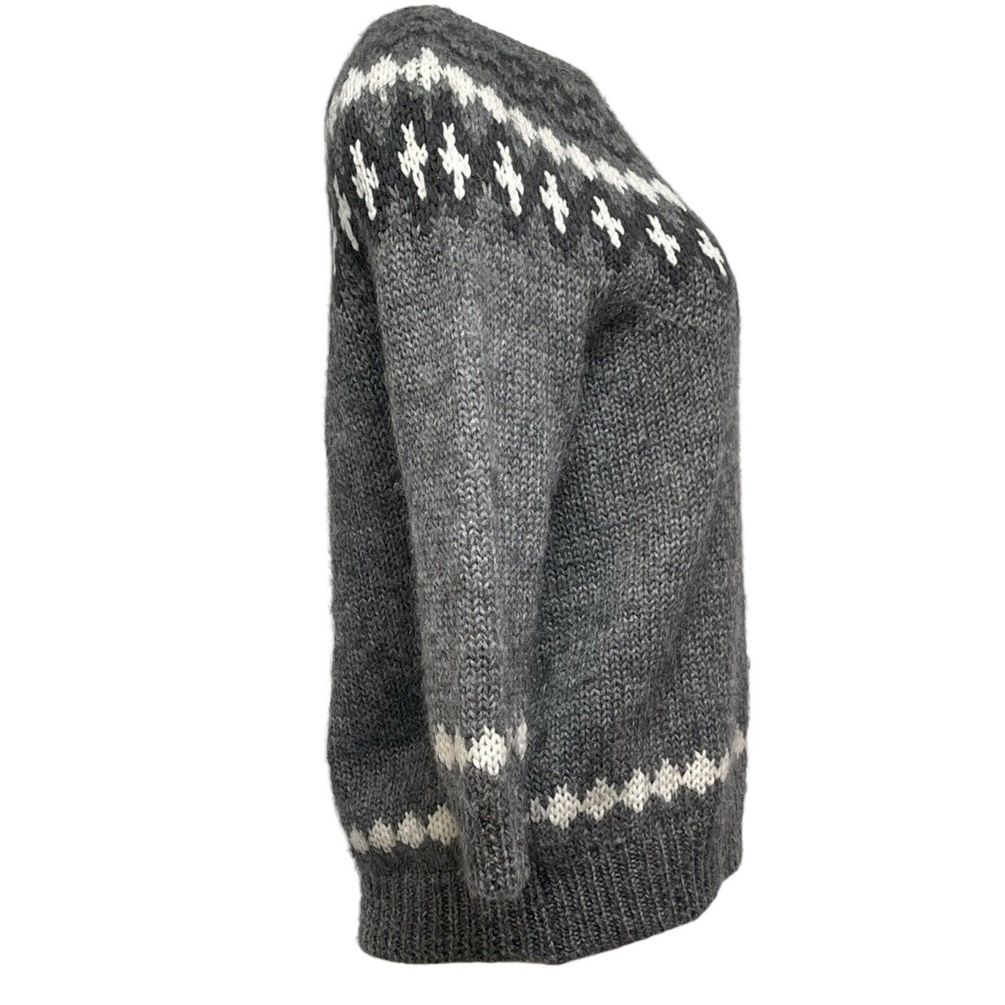 Isaac Mizrahi Wool Mohair Nordic Fair Isle Sweater Gray Women’s Large Winter Pullover
