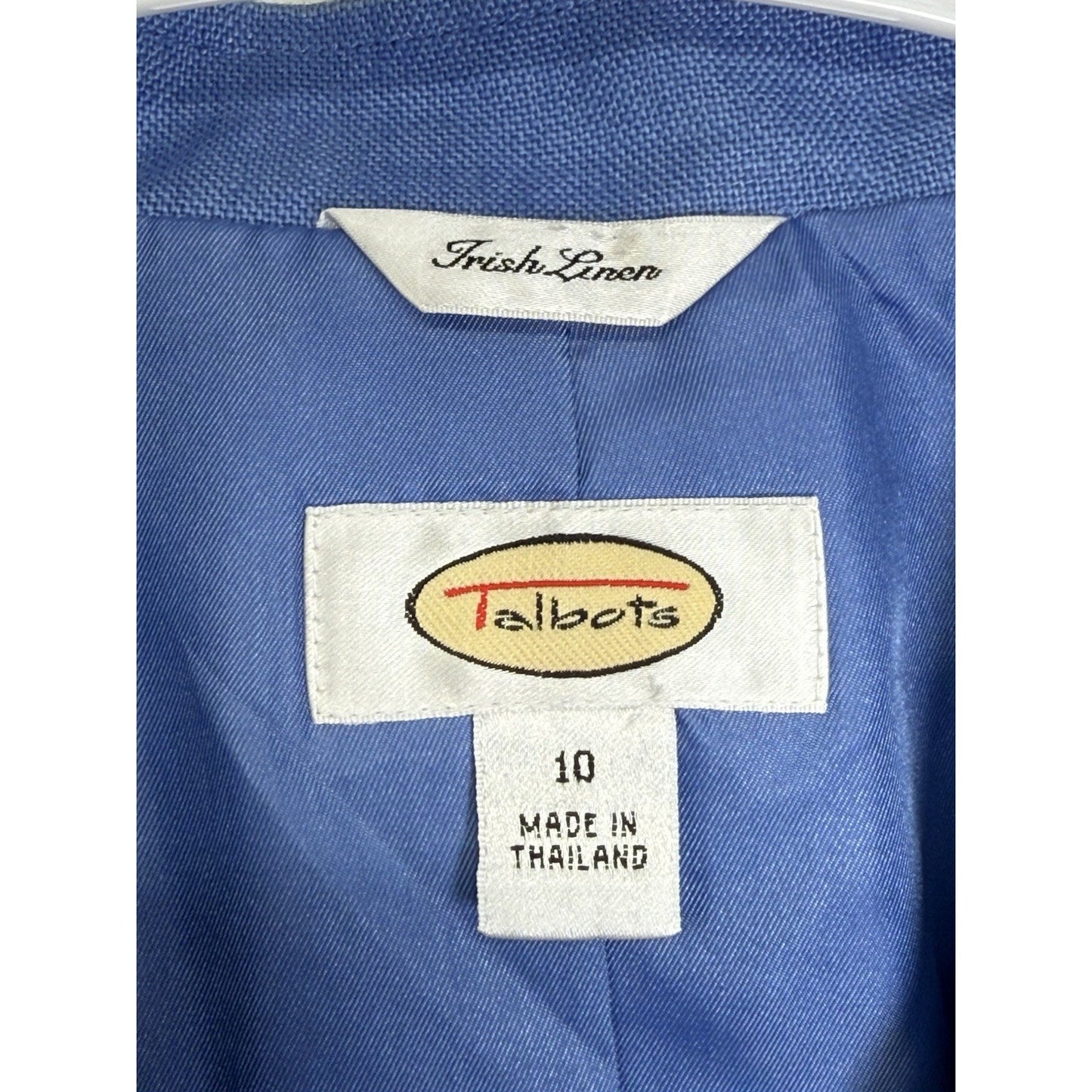 Talbots Women’s Irish Linen Blazer Blue Sz 10 Classic 3 Button Jacket Small Flaw