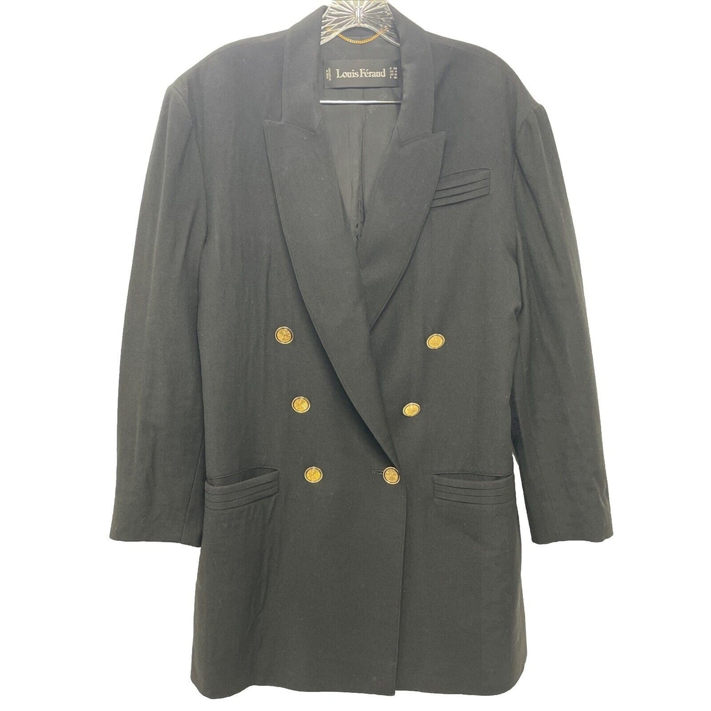 Louis Feraud Womens Double Breasted Wool Fully Lined Vintage Jacket Blazer Sz 8