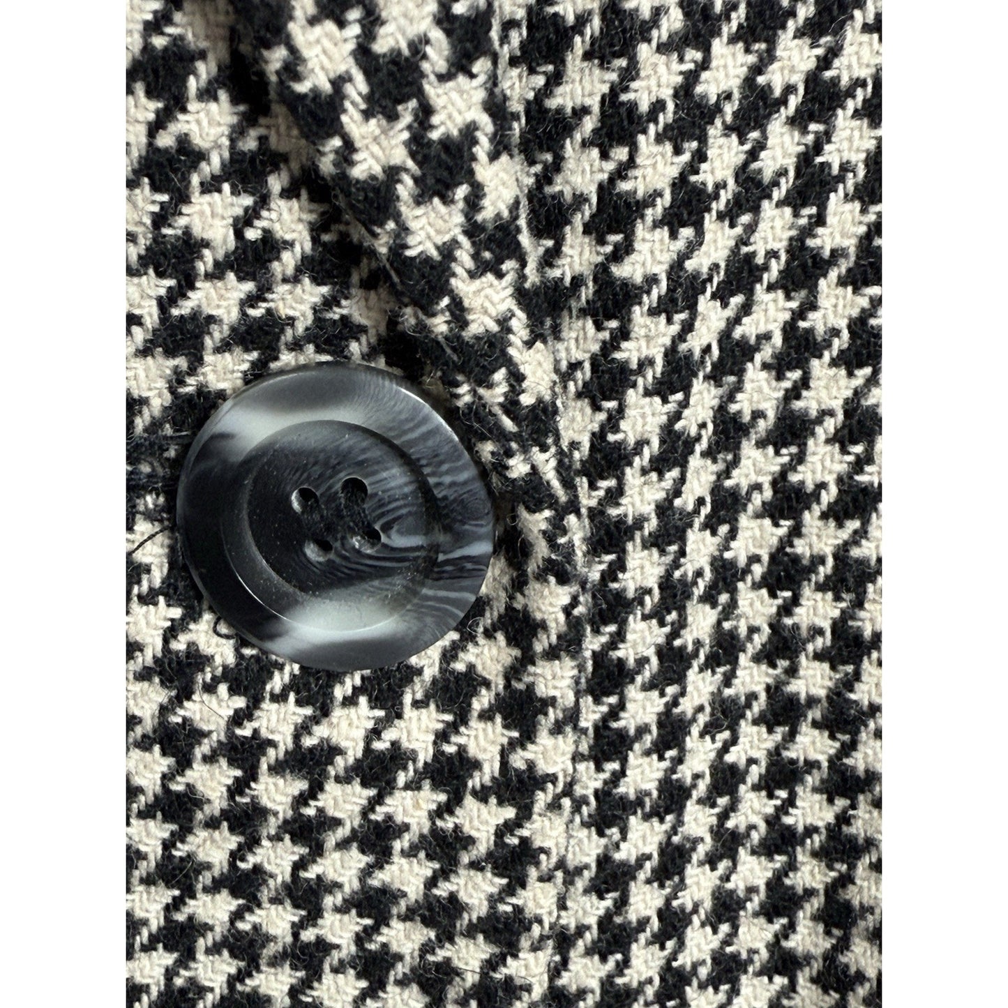 Vintage Women’s Sag Harbor Wool Blend Blazer Jacket Sz 8 Black White Houndstooth