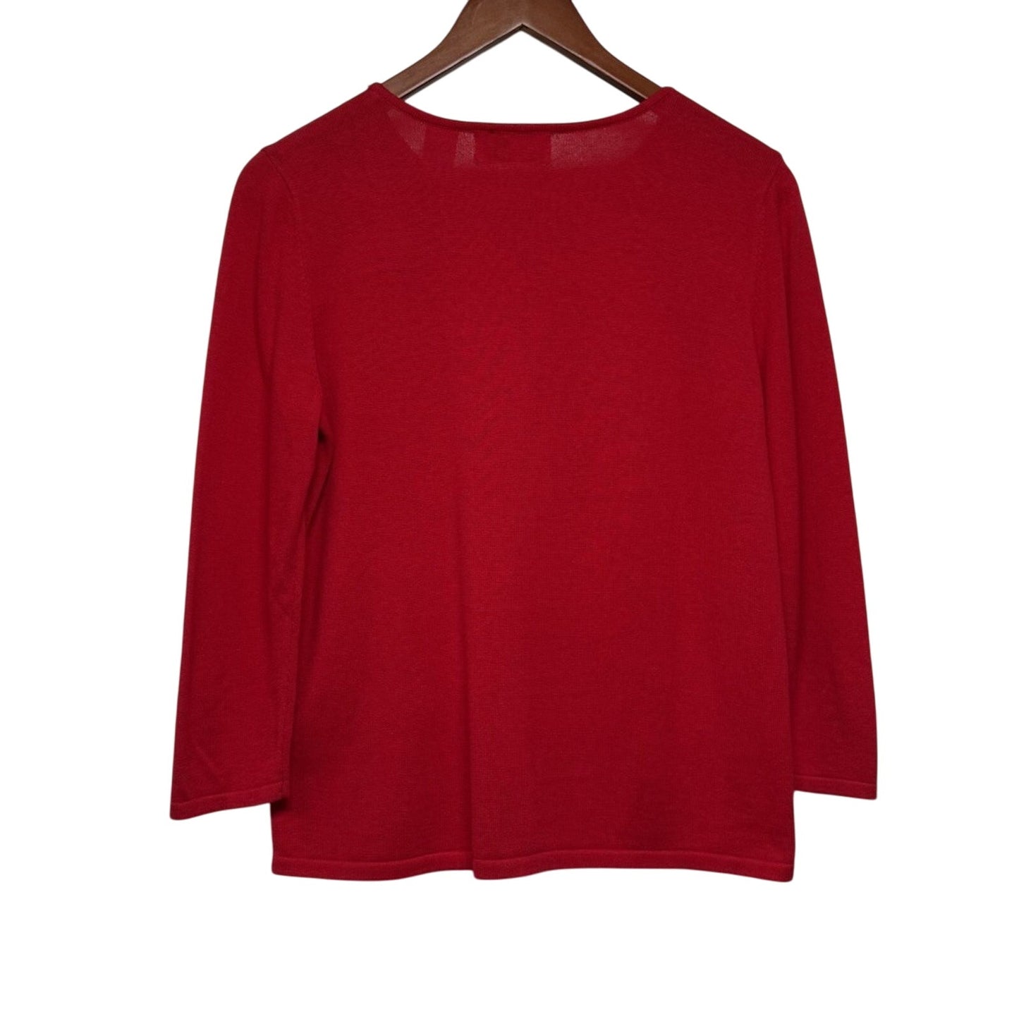 Alfred Dunner Red Floral Cotton Blend Sweater – Petite Small Floral Black Rhinestone