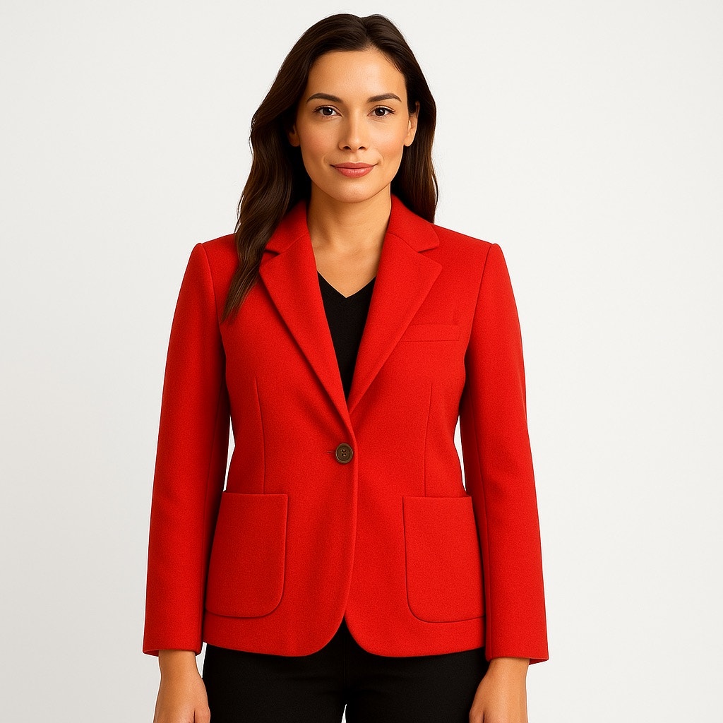 Chadwick’s Red Wool-Cashmere Blend Blazer – Size 14 | Tailored Single-Button Jacket