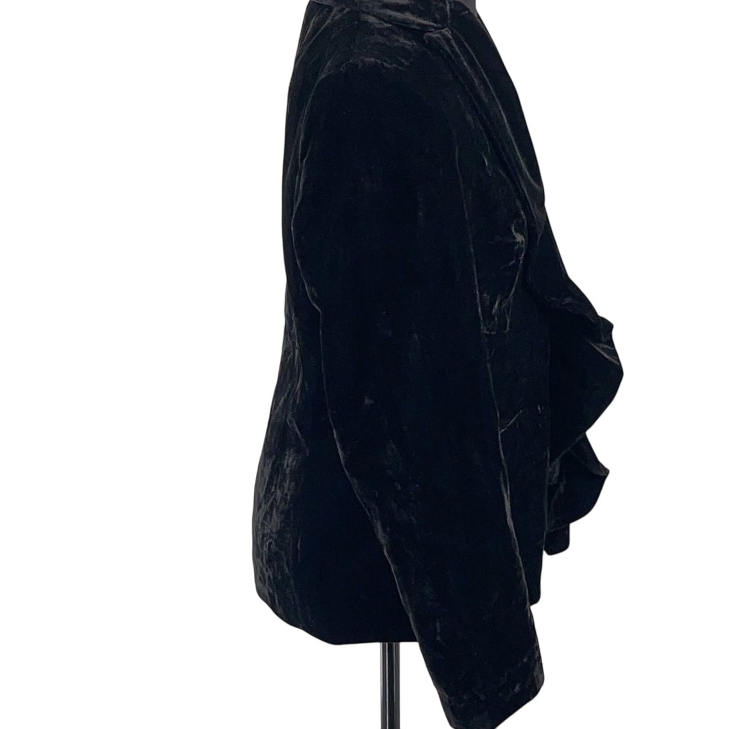JonesWear Women’s Black Ruffled Front Crushed Velvet Holiday Jacket Size 14