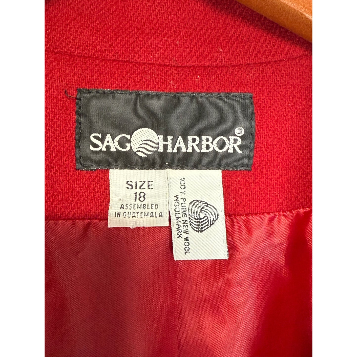 Sag Harbor Red Blazer 100% Pure New Wool – Size 18 Classic Single Button Jacket