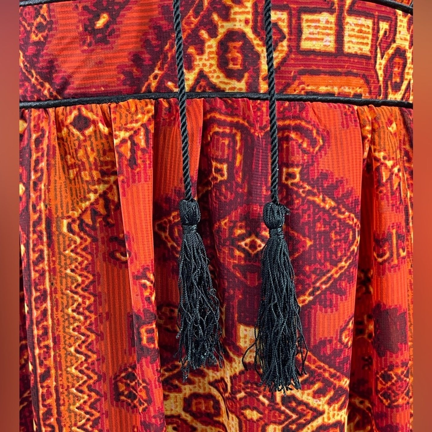 Anthology Tapestry Print Boho Midi Dress Long Sleeve Size Small