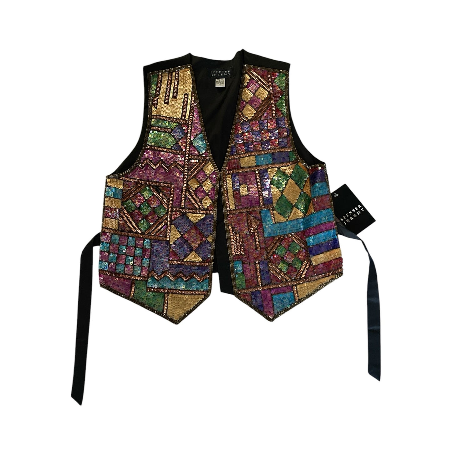 Spenser Jeremy Embellished Silk Vest Women’s Medium NWT Beaded Patchwork Vintage-Inspired