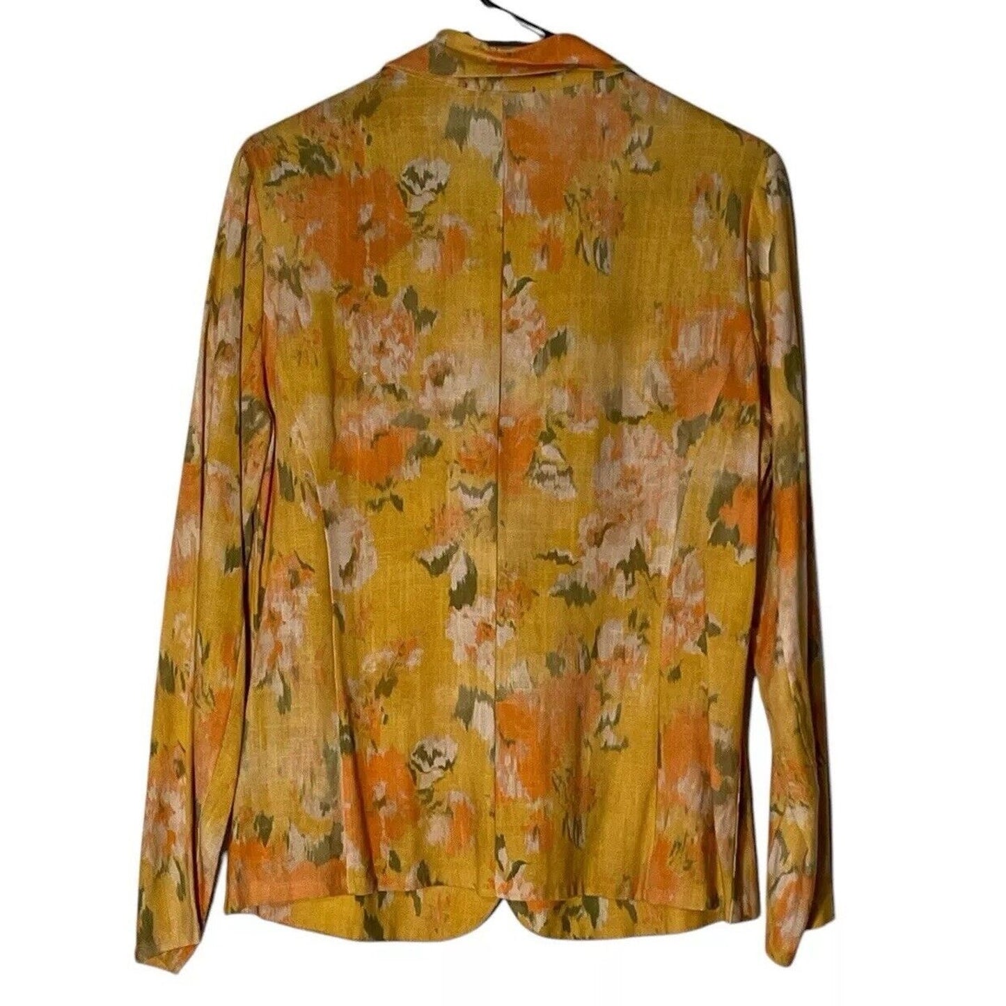 STARK X 100% Linen Blazer Jacket – Yellow Floral Print – Women’s Size Small – Lightweight Summer Layer