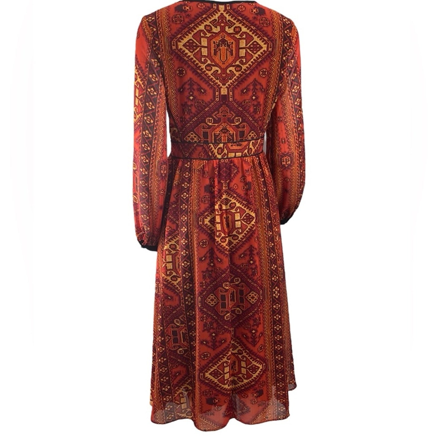 Anthology Tapestry Print Boho Midi Dress Long Sleeve Size Small