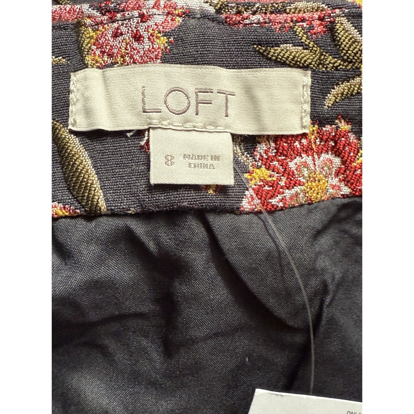 LOFT Floral Brocade Mini Skirt – Size 8 – Black Pink Gold