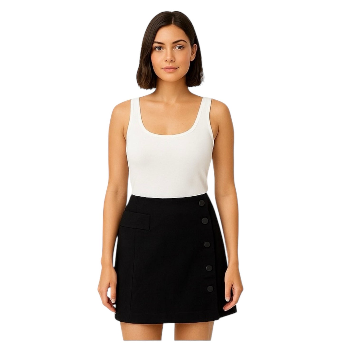 Cabi Black Stretch Mini Skirt Women’s Size 6 – Office Casual Back Zip High Waist 18” Length