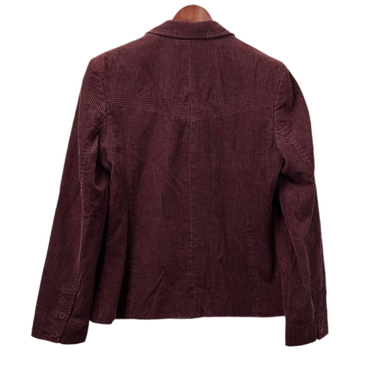 Women Liz Claiborne Corduroy Blazer Jacket Size 10 Burgundy Lined Cotton Casual
