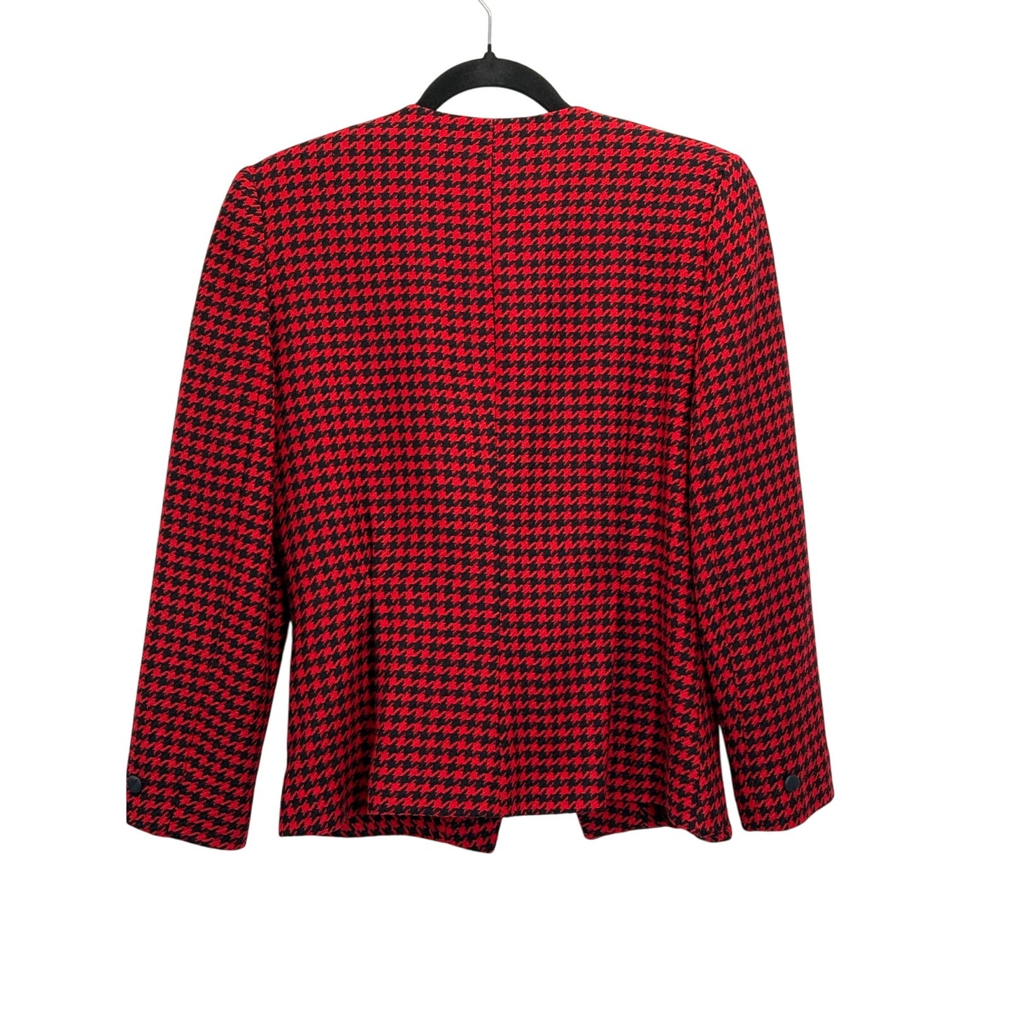 D’ANELLO New York Women’s Size 8 Red Black Houndstooth Wool Blazer Jacket USA Made