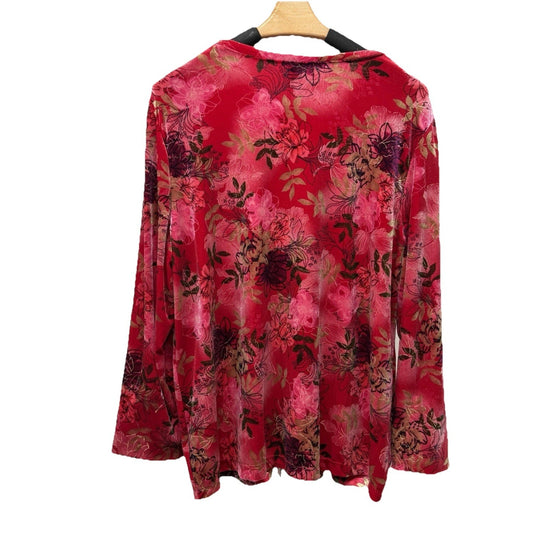 White Stag Shirt Women's Sz X-Large Red Velvet Floral