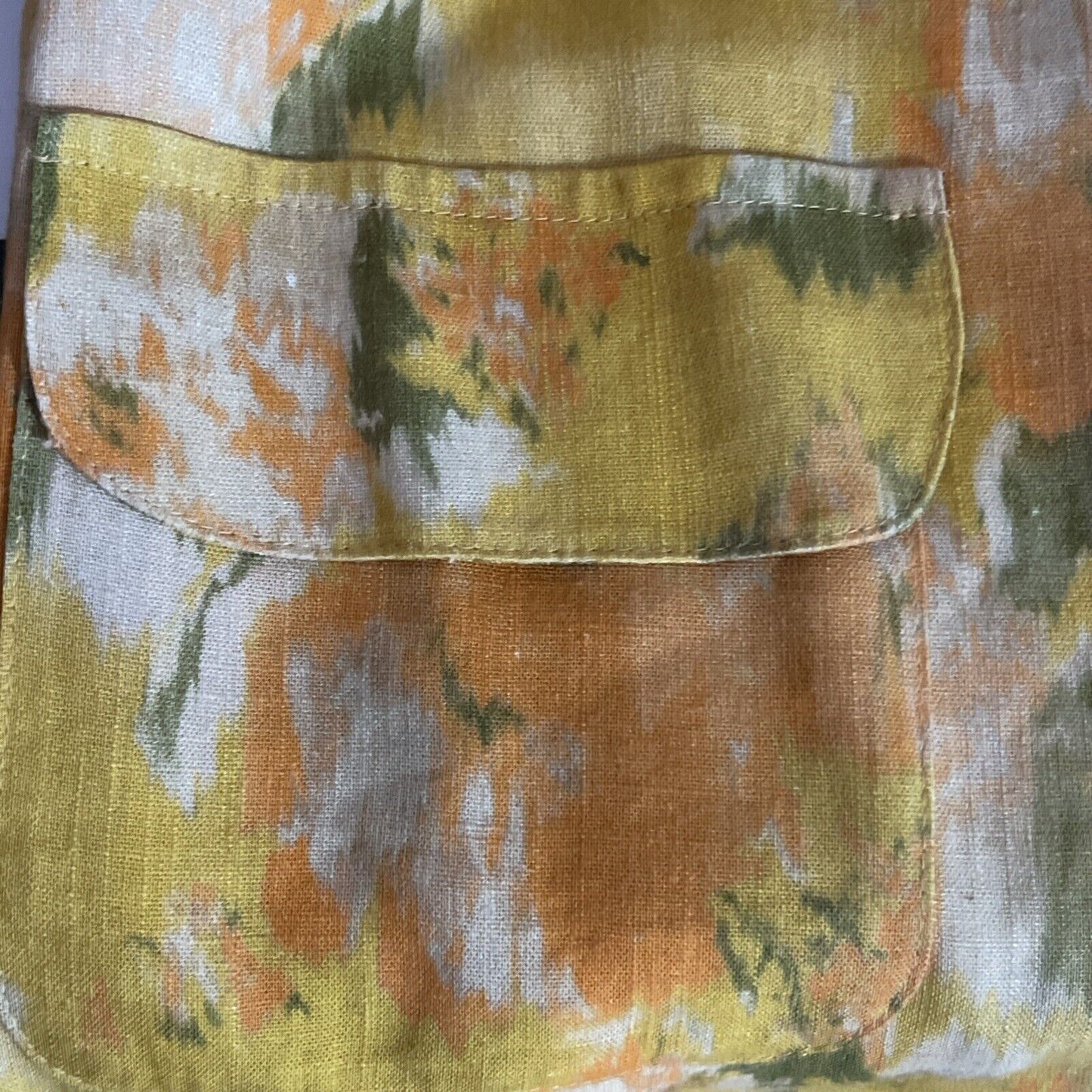 STARK X 100% Linen Blazer Jacket – Yellow Floral Print – Women’s Size Small – Lightweight Summer Layer