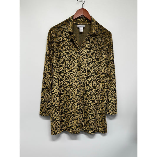 Diane Von Furstenberg Gold Baroque Print Button-Up Shirt – Size L