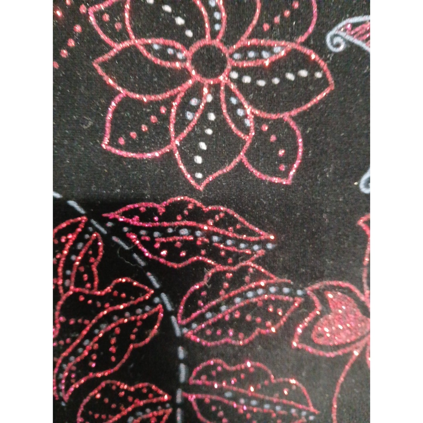 Vintage Leslie Fay Black Velvet Glitter Floral Long Sleeve Cowl Neck Top Sz L