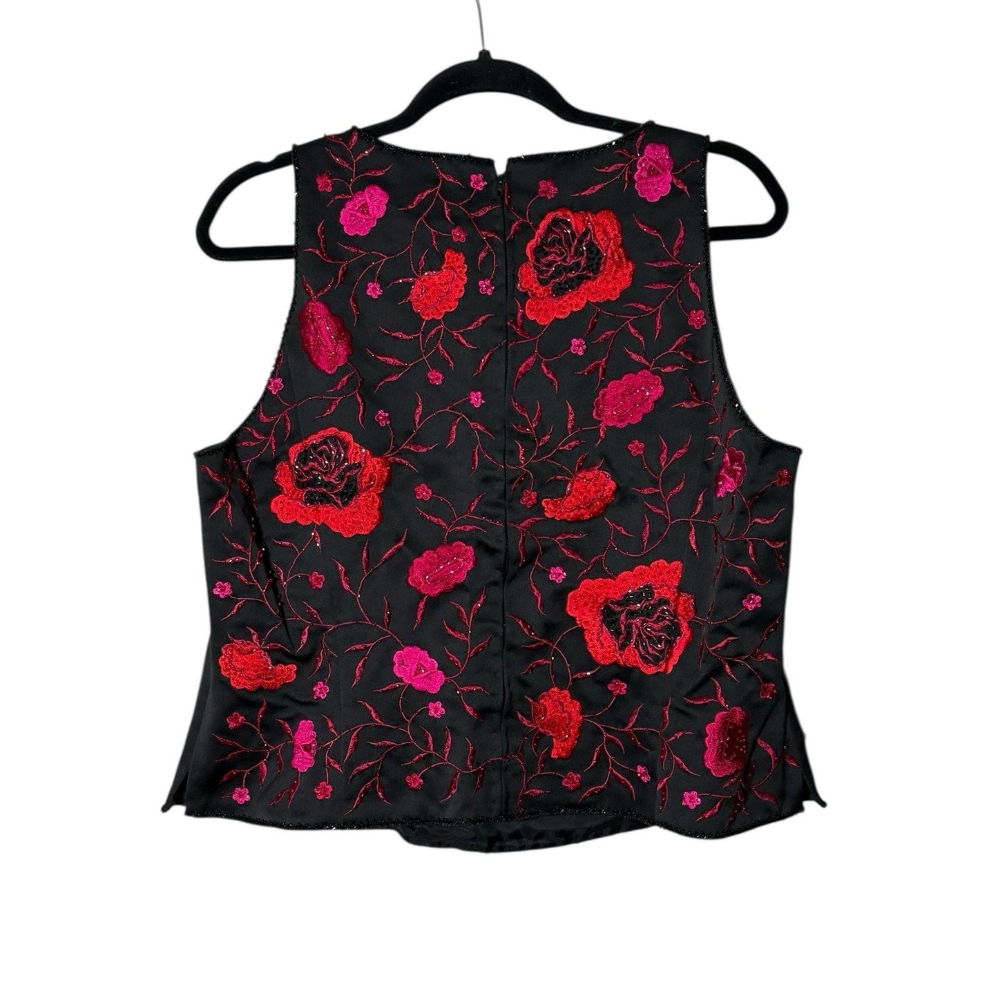 Zola Evening Black Floral Embroidered Sleeveless Top Size 18 Beaded Formal