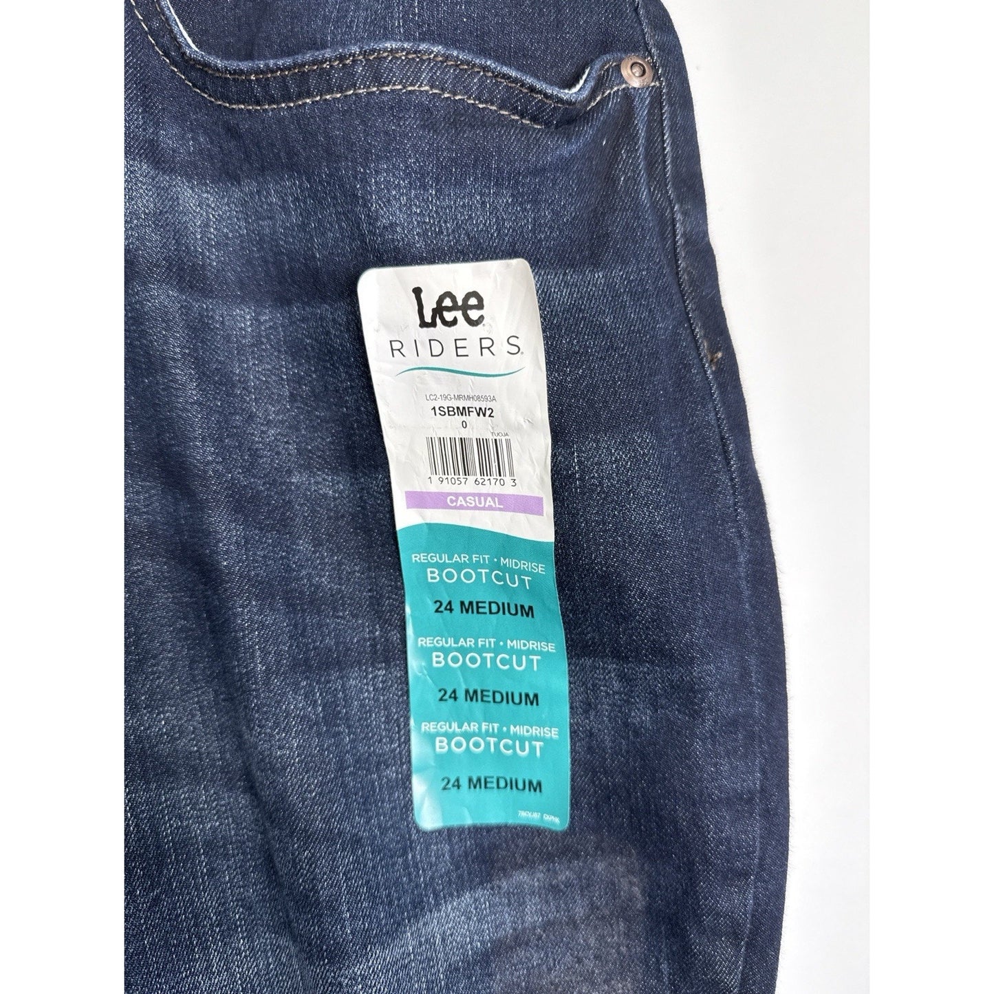 NWT Lee Riders Women’s Size 24M Midrise Bootcut Jeans Dark Wash Stretch Denim