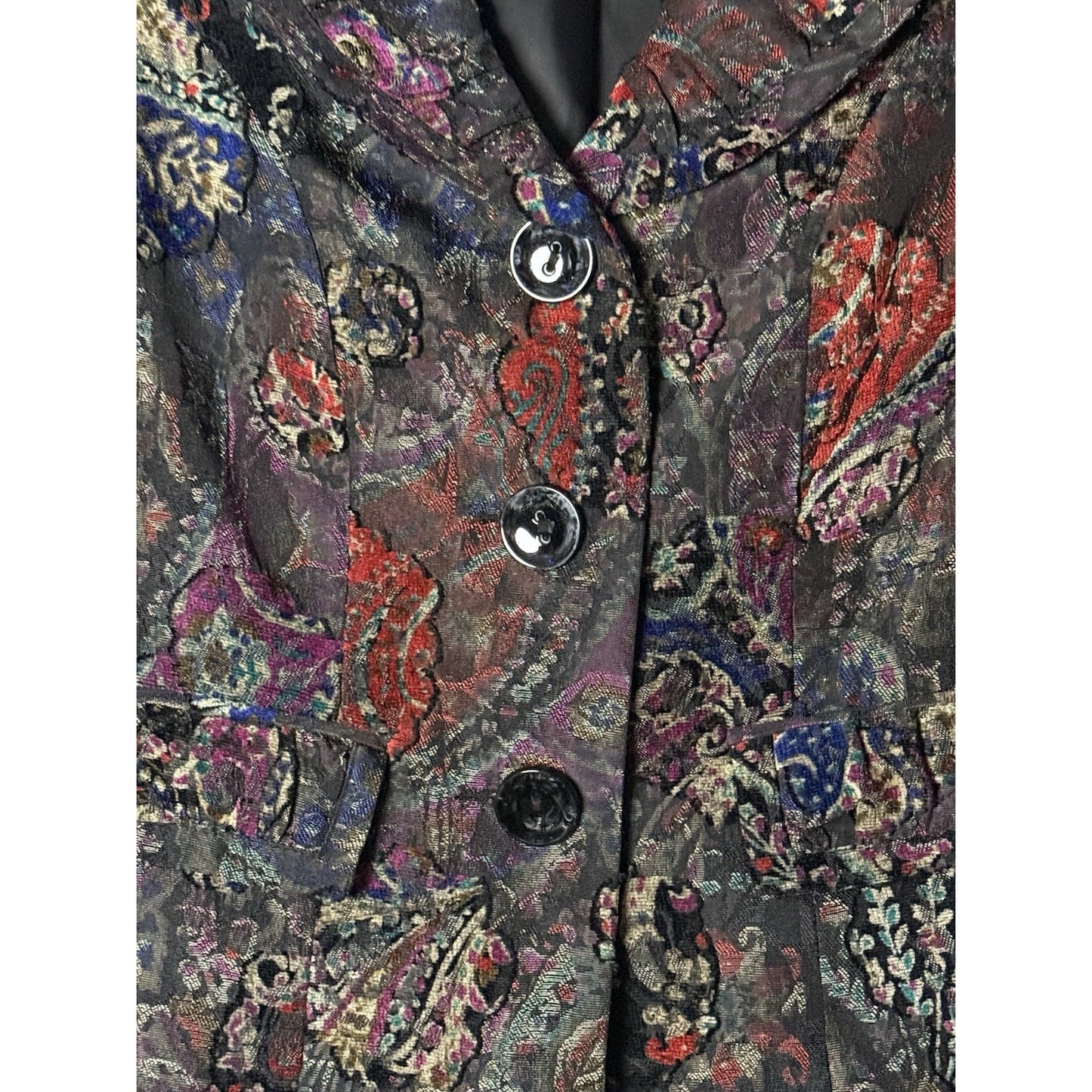 Analogy Women’s Petite Tapestry Brocade Jacket PS Multicolor Paisley Blazer