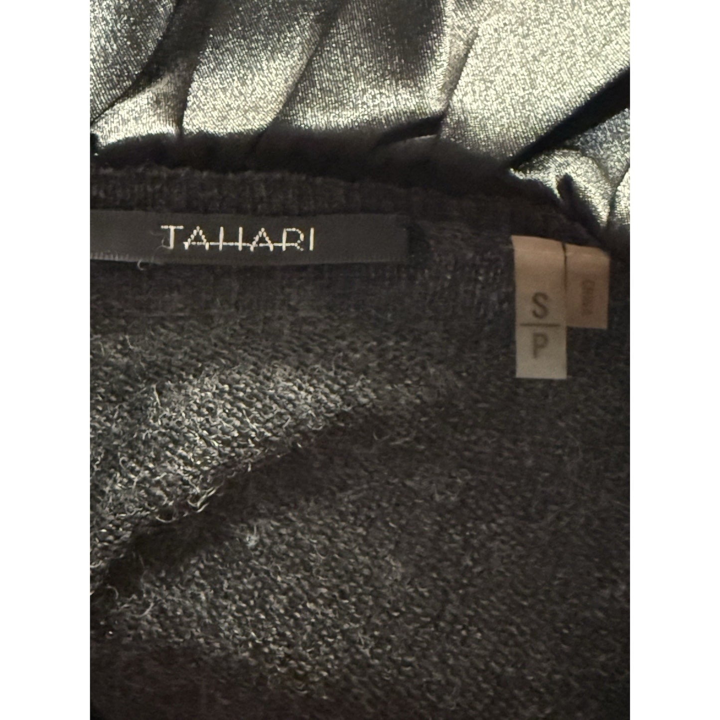 Tahari Cardigan Size S Black Ruffle Collar Zip Front LS Sweater Wool Blend
