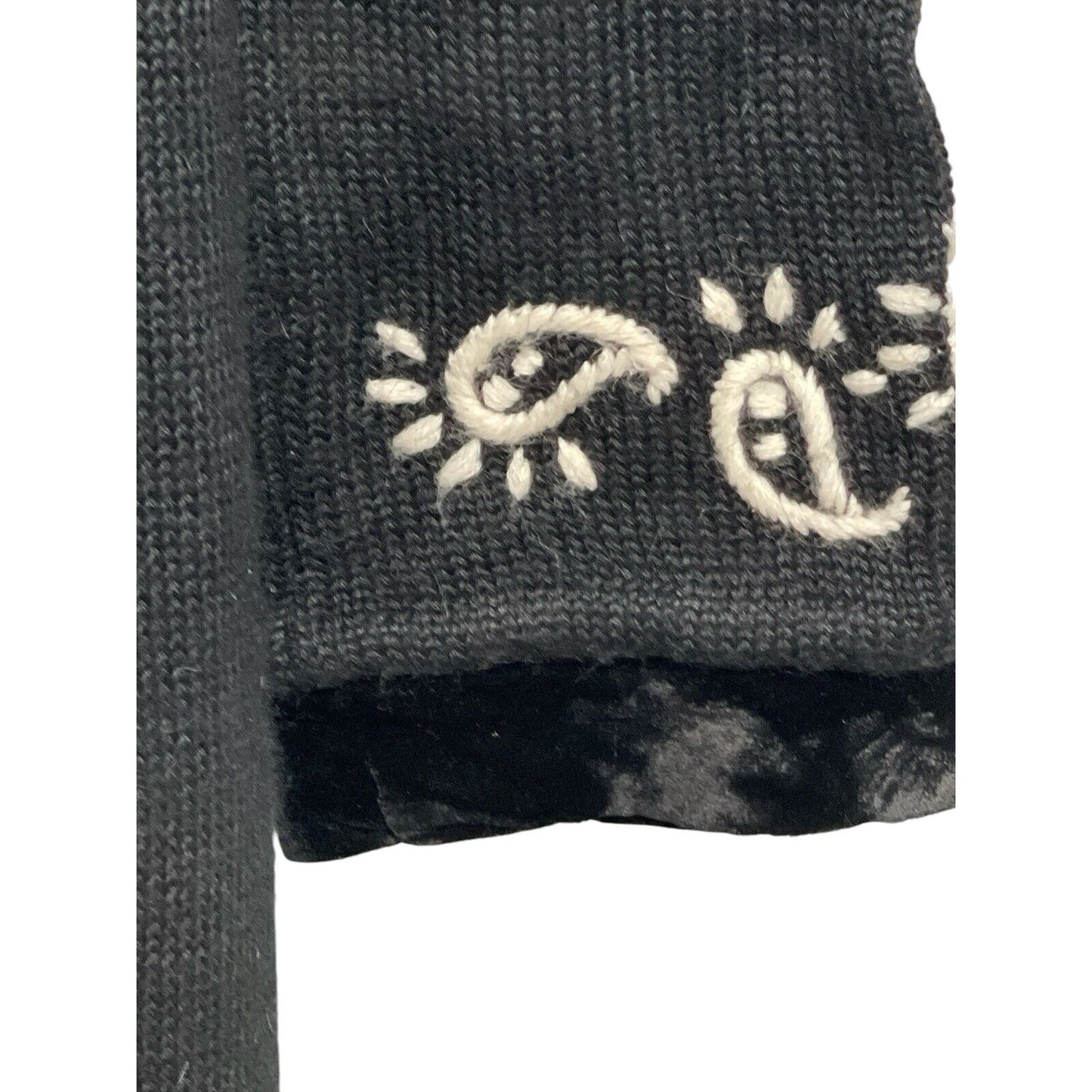 Josephine Chaus Embroidered Boho Cardigan Coat – Black & Ivory Floral | Petite Small