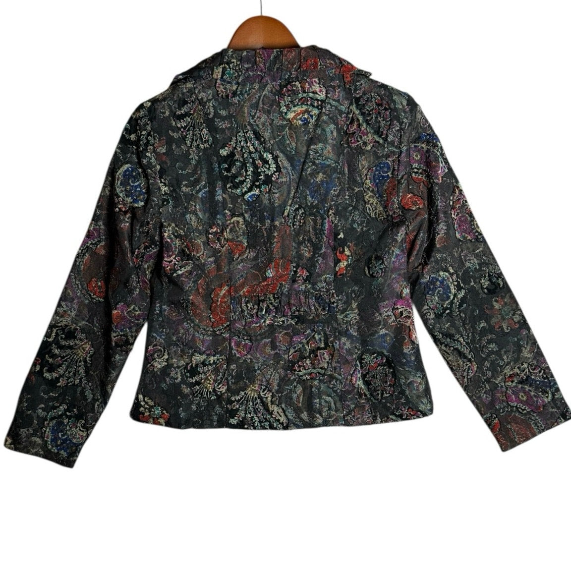Analogy Women’s Petite Tapestry Brocade Jacket PS Multicolor Paisley Blazer