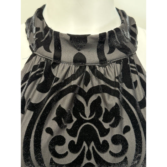 Francesca’s Women’s Small Black Burnout Velvet Halter Dress Made in USA