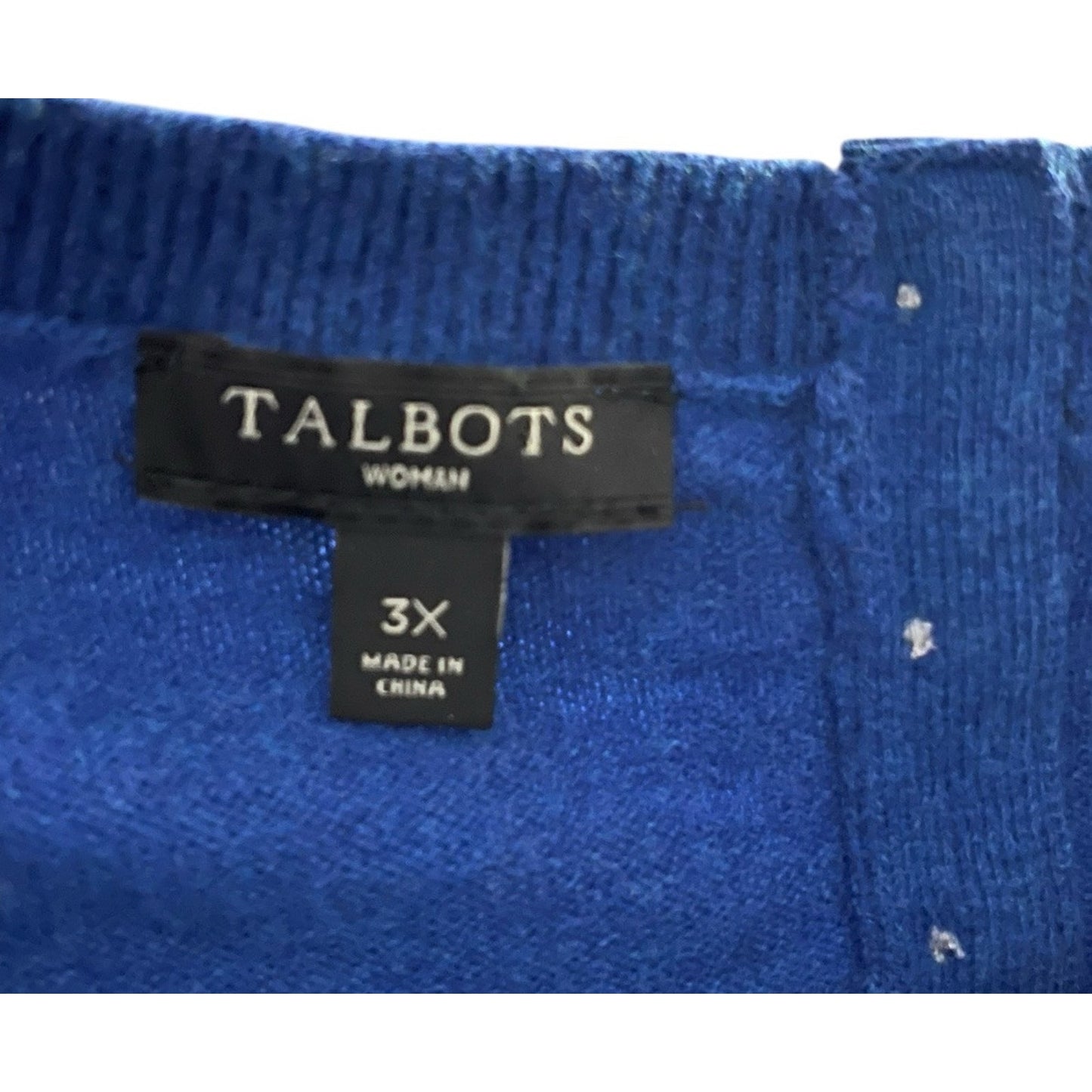 Talbots Women’s Blue Knit Pullover Sweater – Lambswool Blend, Size 3X