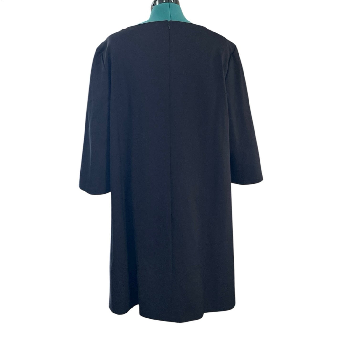 Lafayette 148 Black Shift Dress Women’s Plus Size 2X, 3/4 Sleeves NWT Minimalist