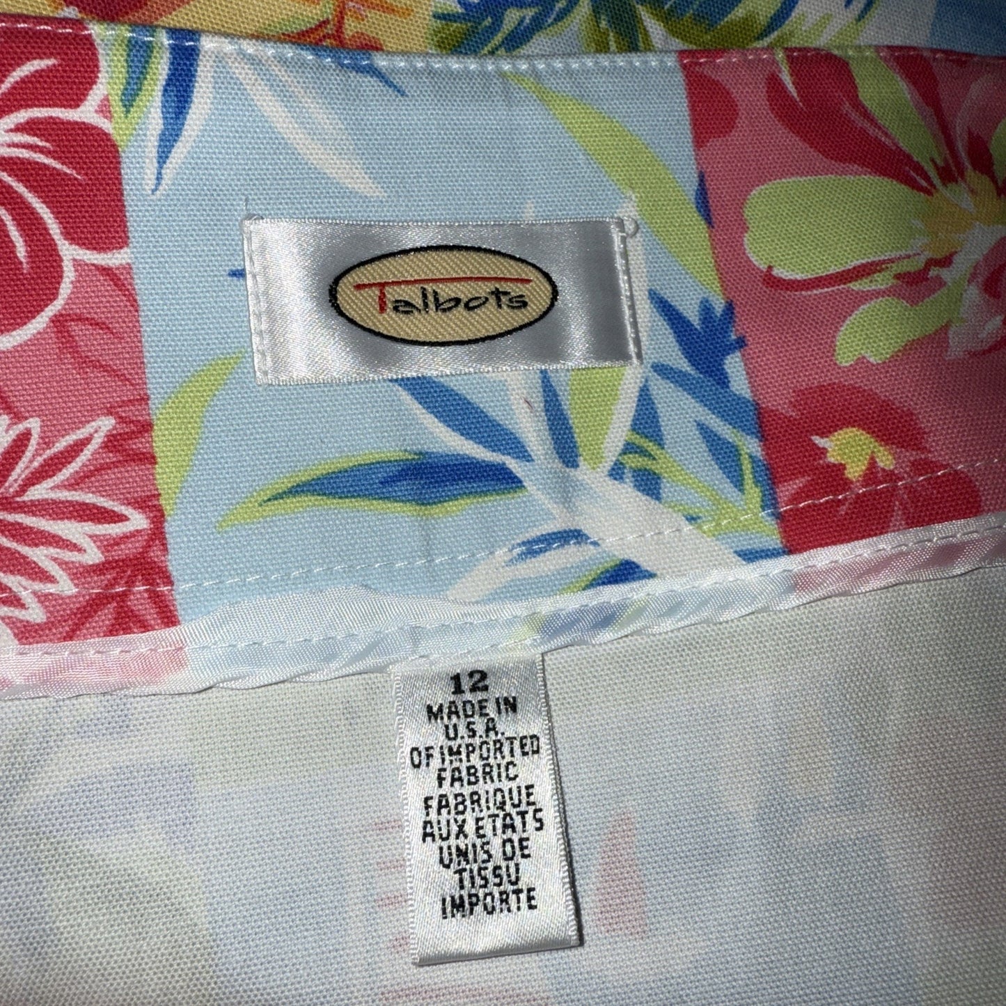 Talbots Women's 12 Side Zip Patchwork Tropical Aloha Print Skirt