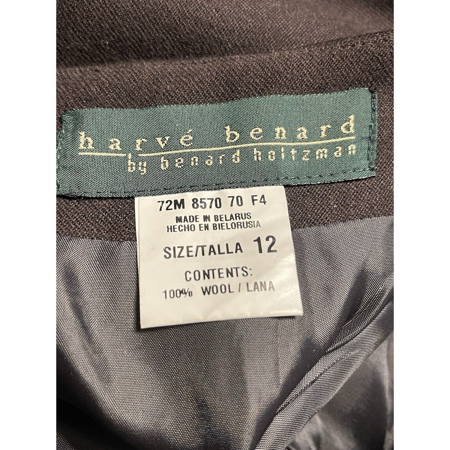 Vintage Harvé Benard 100% Wool Skirt – Size 12 – Brown Black – Fringe Hem