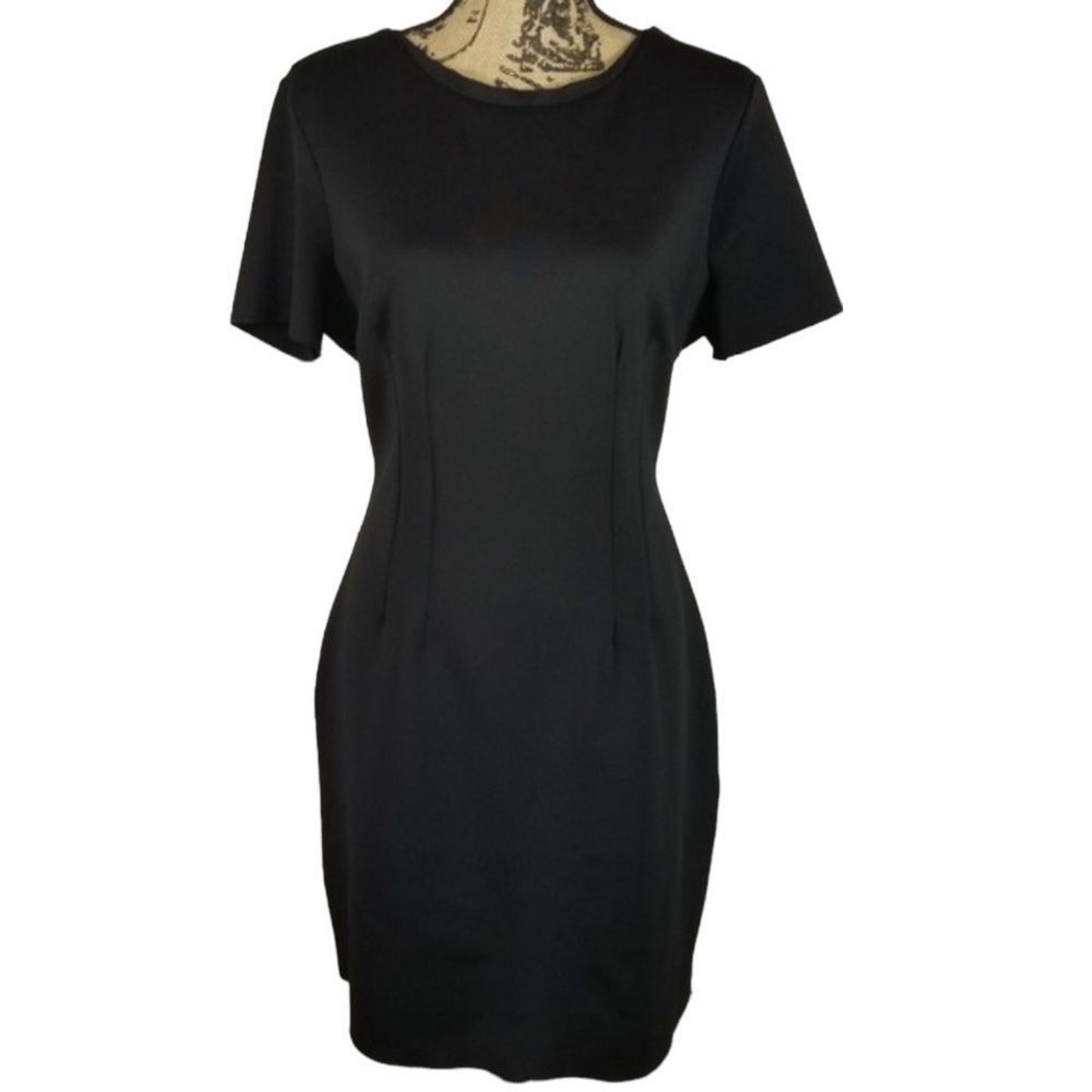 Harve Benard Raw Hem Short Sleeve Women,s Black Dress Size Large