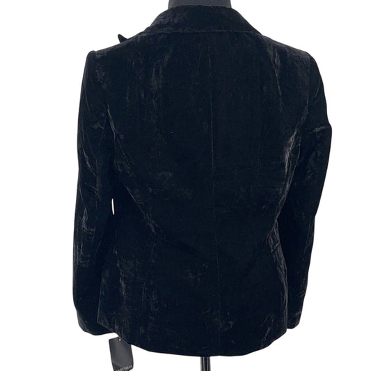 JonesWear Women’s Black Ruffled Front Crushed Velvet Holiday Jacket Size 14