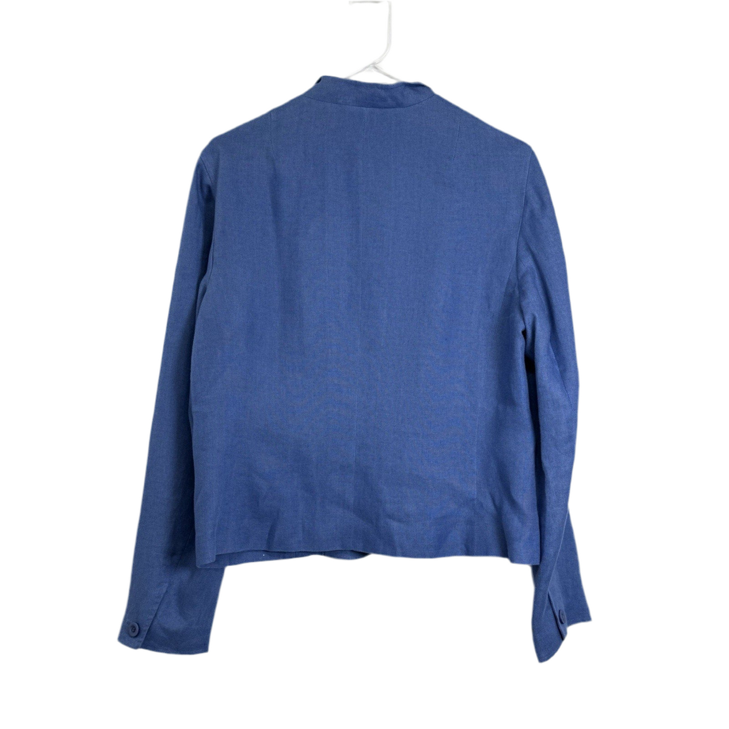Talbots Women’s Irish Linen Blazer Blue Sz 10 Classic 3 Button Jacket Small Flaw