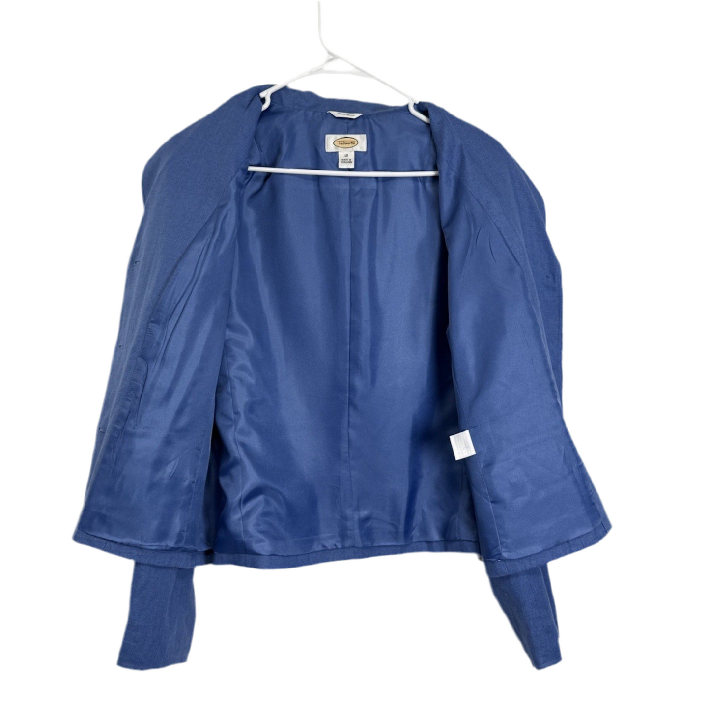 Talbots Women’s Irish Linen Blazer Blue Sz 10 Classic 3 Button Jacket Small Flaw