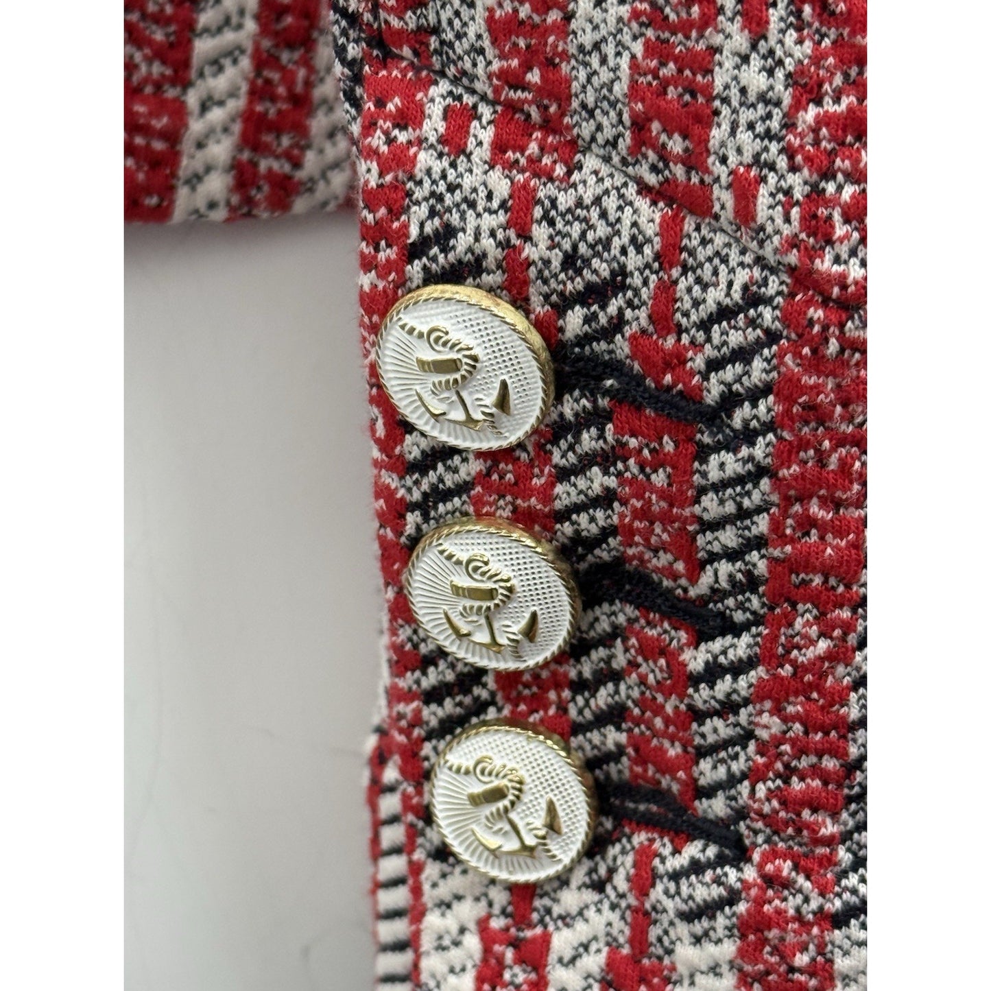 CAbi Patchwork Nautical Anchor Buttons POCKETS 6028 Blazer Jacket Small Career