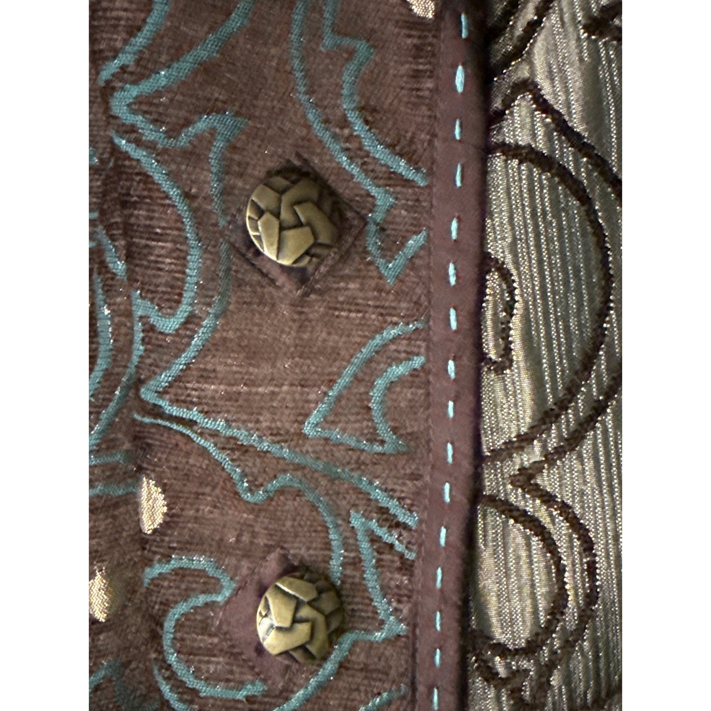 YakMagik Reversible Jacquard Jacket – Silk Accent Boho Layer, Made in Nepal (L)