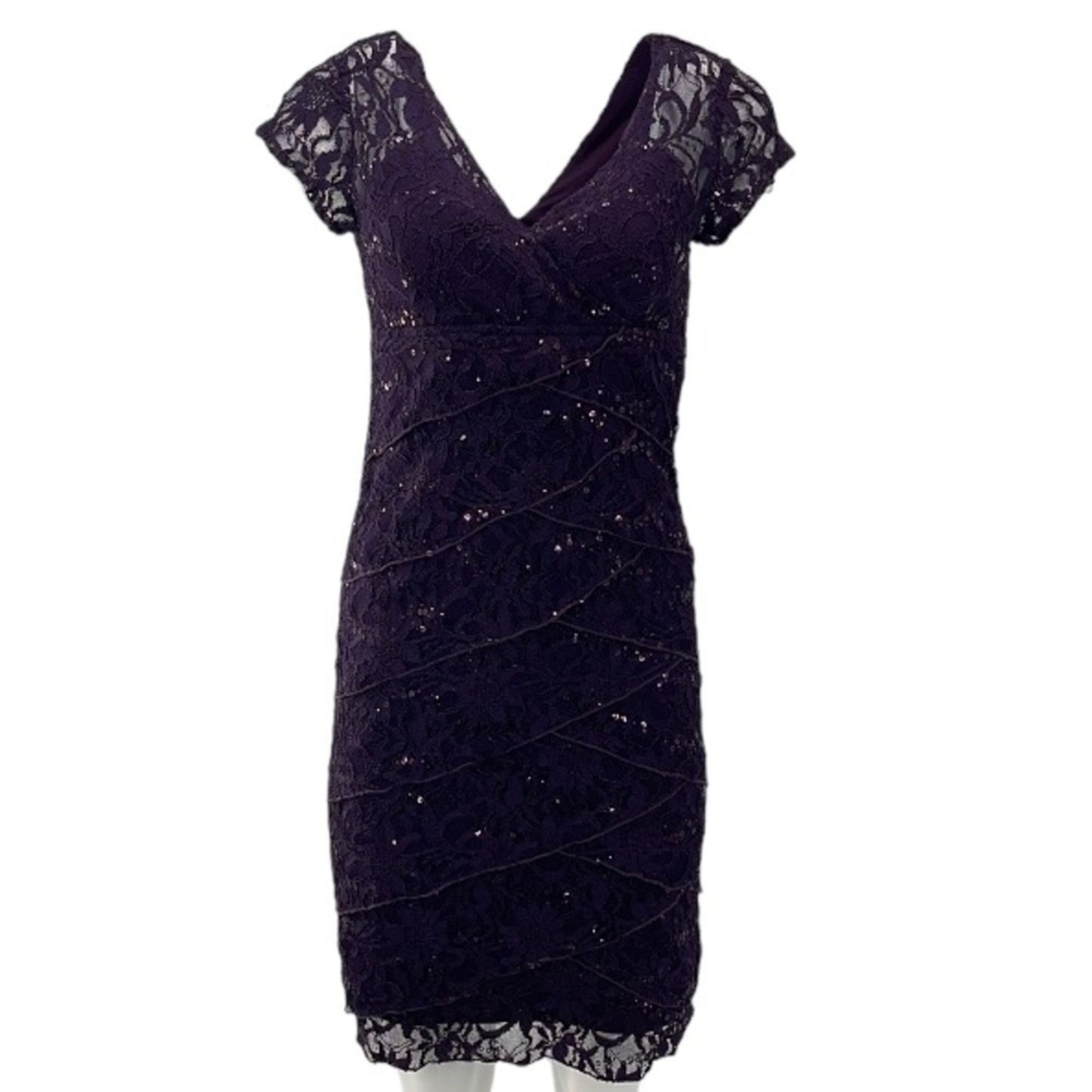 Scarlett Nite Eggplant Lace Cocktail Dress – Size 6 Holiday Party Style