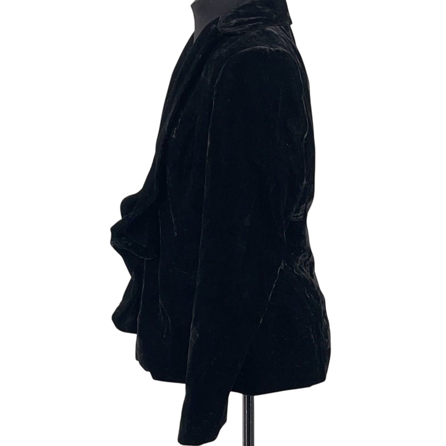 JonesWear Women’s Black Ruffled Front Crushed Velvet Holiday Jacket Size 14