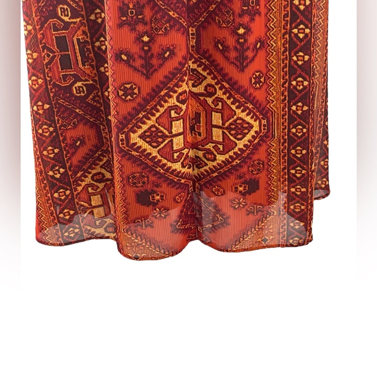 Anthology Tapestry Print Boho Midi Dress Long Sleeve Size Small