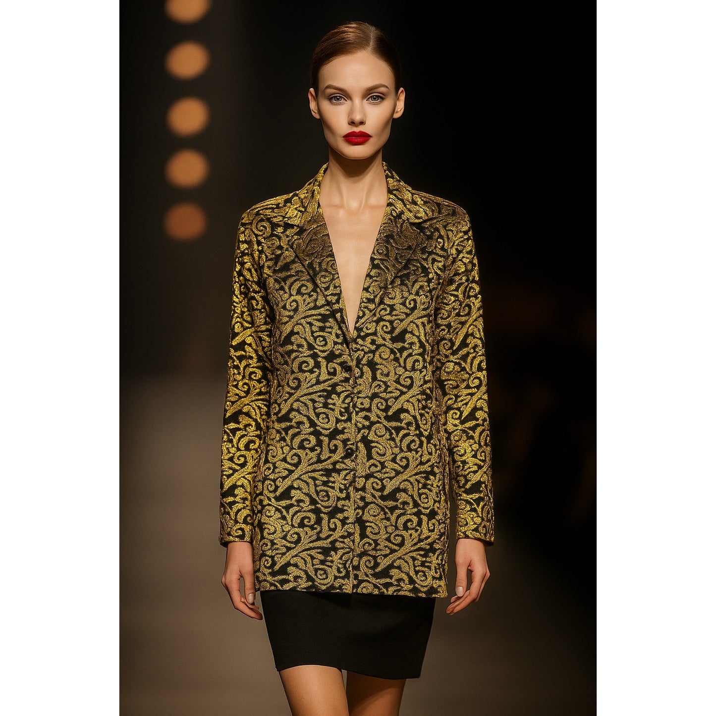 Diane Von Furstenberg Gold Baroque Print Button-Up Shirt – Size L