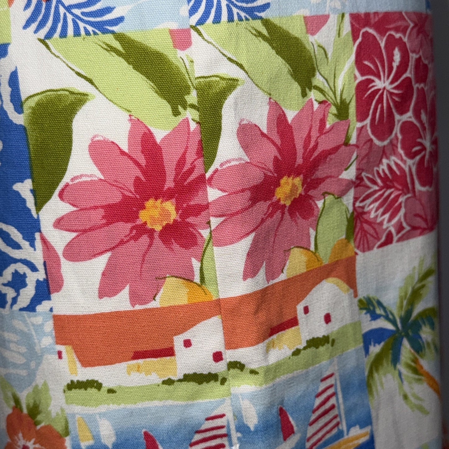 Talbots Women's 12 Side Zip Patchwork Tropical Aloha Print Skirt