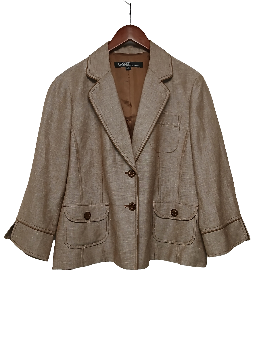 Kasper Womens Linen Blend SportsWear Jacket Blazer Size 16