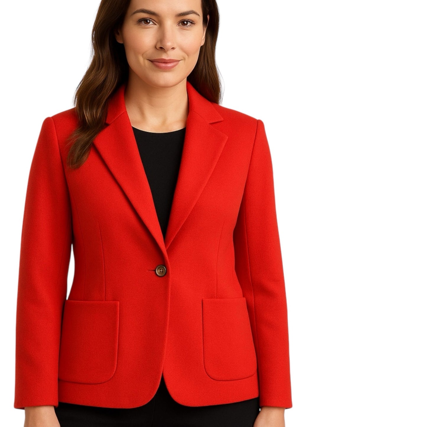 Chadwick’s Red Wool-Cashmere Blend Blazer – Size 14 | Tailored Single-Button Jacket