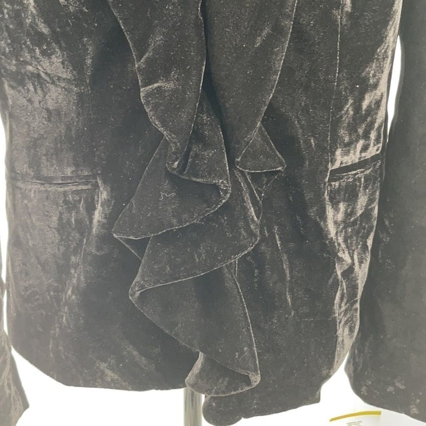 JonesWear Women’s Black Ruffled Front Crushed Velvet Holiday Jacket Size 14
