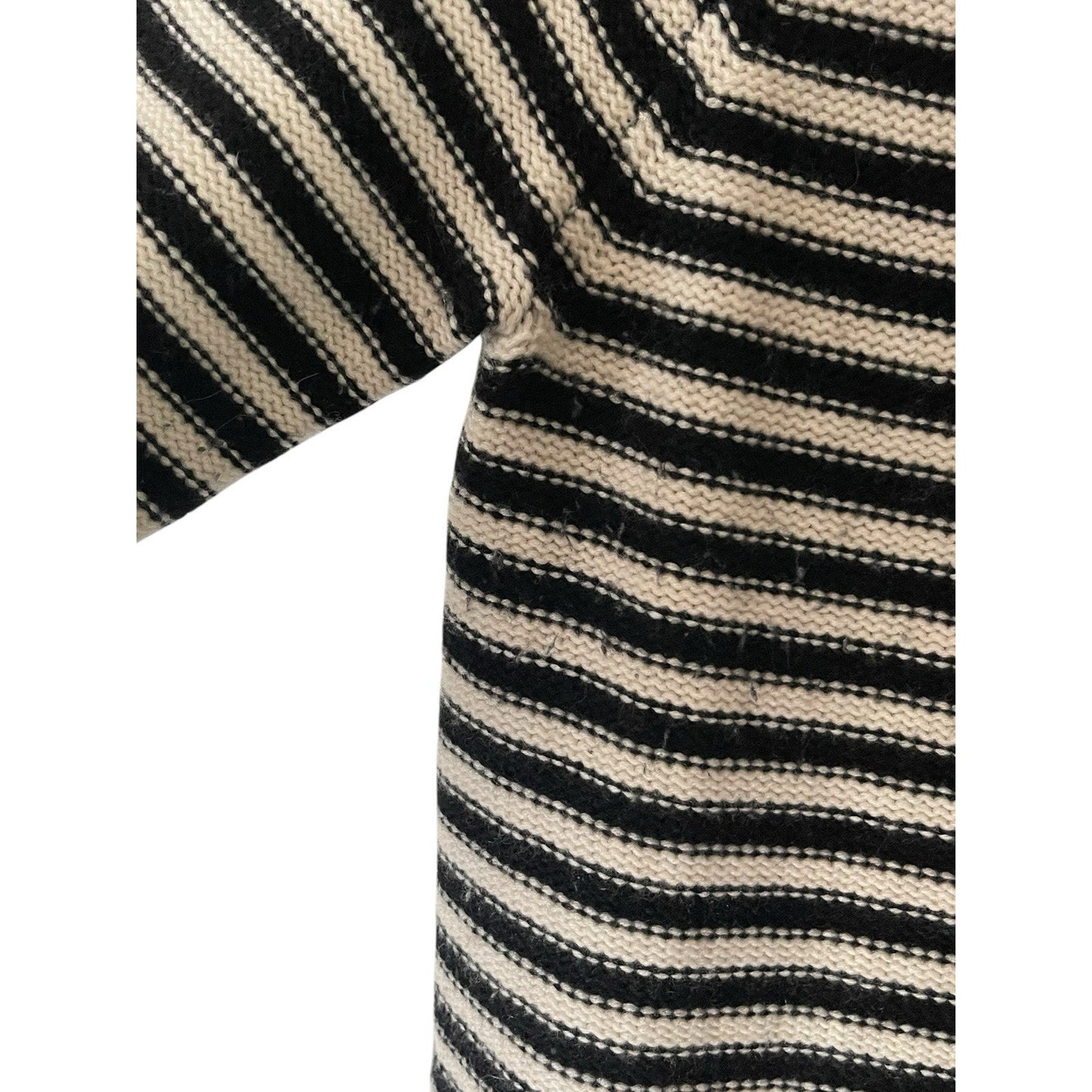 Lord & Taylor Cashmere Blend Striped Knit Sweater – Black & Cream – Size XL