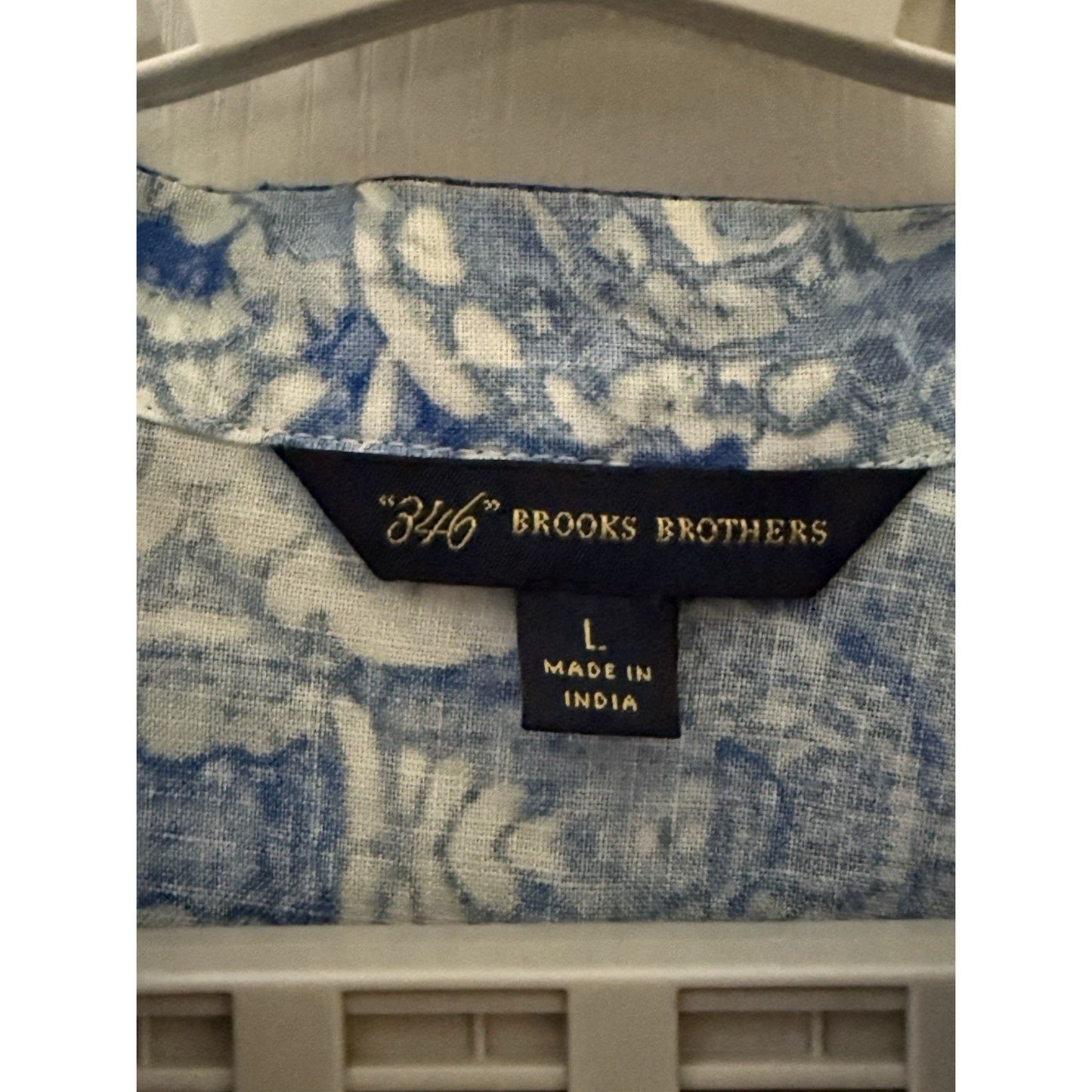 100% Linen Brooks Brothers 346 Blouse Tunic Women’s Top Sz Large , Blue Paisley