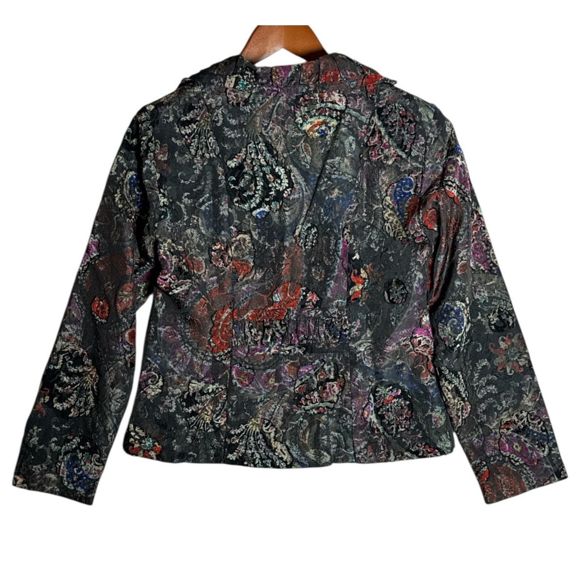 Analogy Women’s Petite Tapestry Brocade Jacket PS Multicolor Paisley Blazer