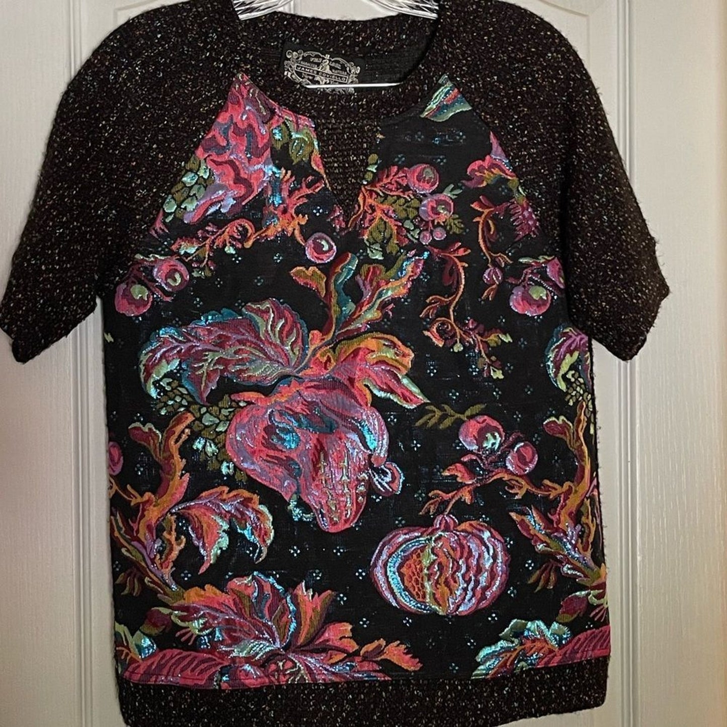 James Coviello for Anthropologie Metallic Brocade Knit Blouse – Size Small